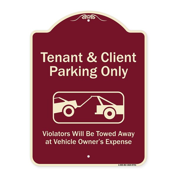 Signmission Designer Series-Tenant And Client Parking Violators Towed Away With Graph, 24" x 18", BU-1824-9751 A-DES-BU-1824-9751 - main